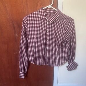 Gap Pink and White Checkered Button-Up Shirt